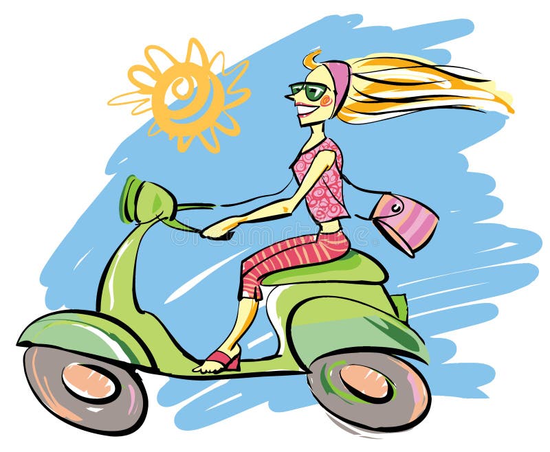 Scooter Girl stock vector. Illustration of scooter, fashionable 11551180