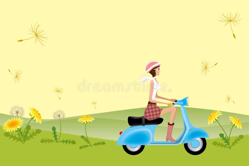 Scooter Girl on Dandelion Seeds