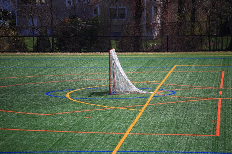 Lacrosse field with goal and artificial surface. Lacrosse field with goal and artificial surface.