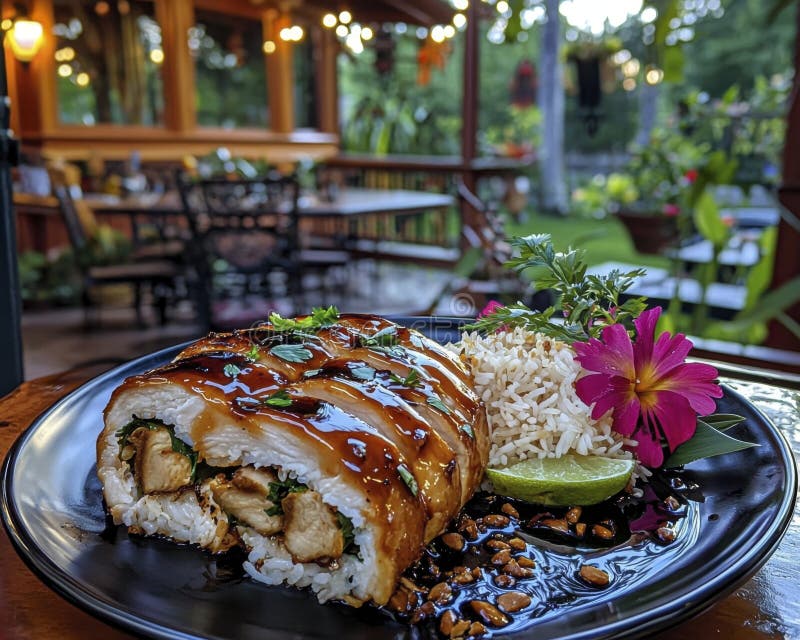 Scoprite i gusti vivaci della Thailandia con questo classico pollo all'aglio di arachidi un capolavoro culinario Tender pollo is illustrazione vettoriale