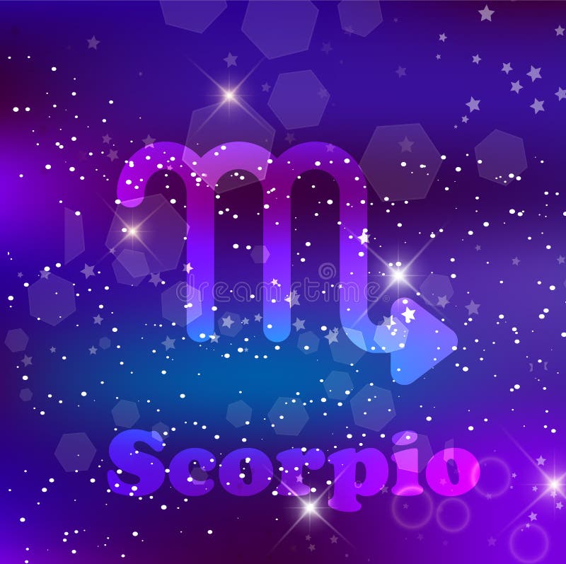 Scorpio Zodiac Sign on a Cosmic Purple Background with Sparkling Stars and  Nebula Stock Vector - Illustration of calendar, astrological: 134843530