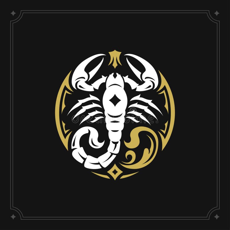 Scorpio zodiac symbol poisonous amphibian art deco vintage black card design vector illustration royalty free illustration