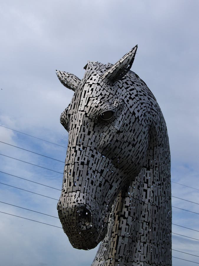 30metrehigh Horsehead Sculpture Against the Blue Sky in Scotland