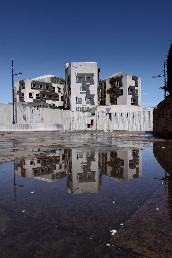 Scottish Parliament Rainpool Reflection