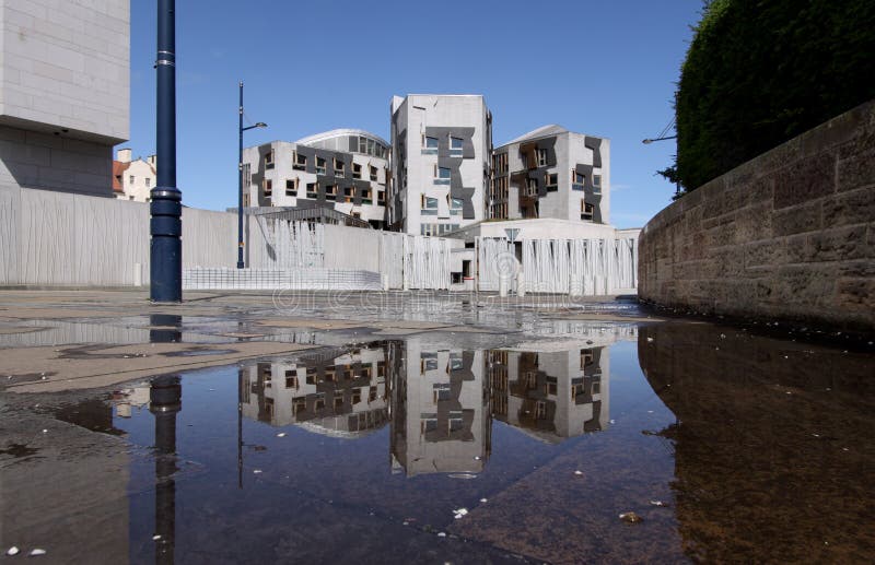 Scottish Parliament Rainpool Reflection