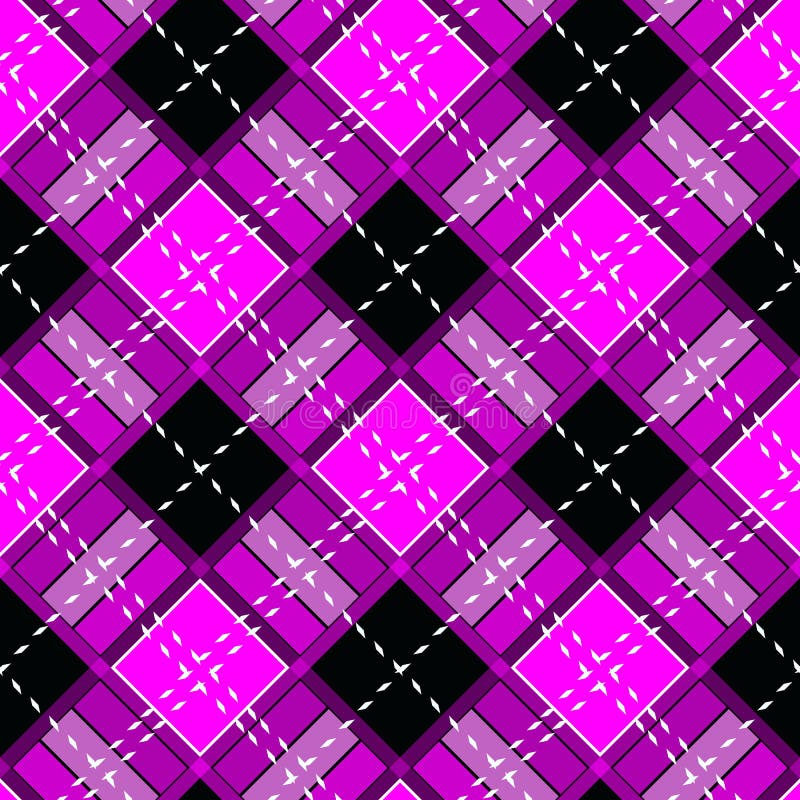 Scottish Purple Diagonal Tartan Plaid Seamless Pattern Eps 10 Stock