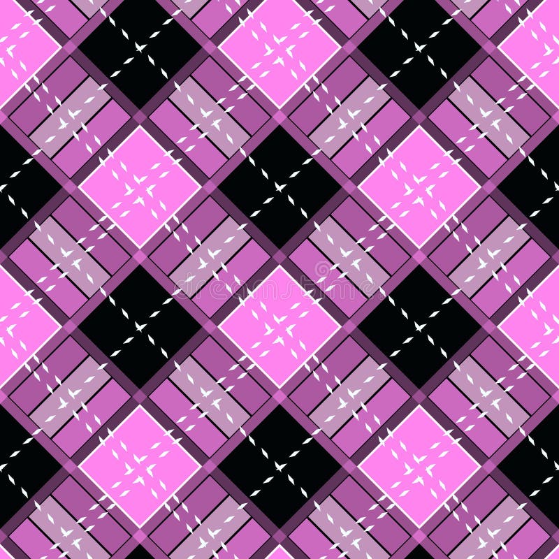 Scottish Purple Diagonal Tartan Plaid Seamless Pattern Eps10 Stock