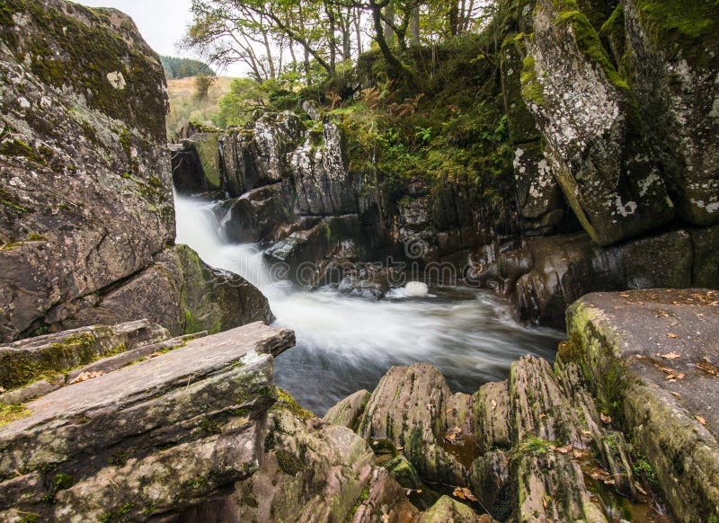 Beautiful Braklynn waterfall in Scotland stock images