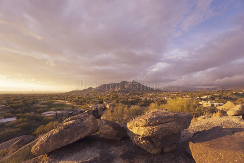 Scottsdale Arizona Desert Landscape,USA Stock Image - Image of dusk ...