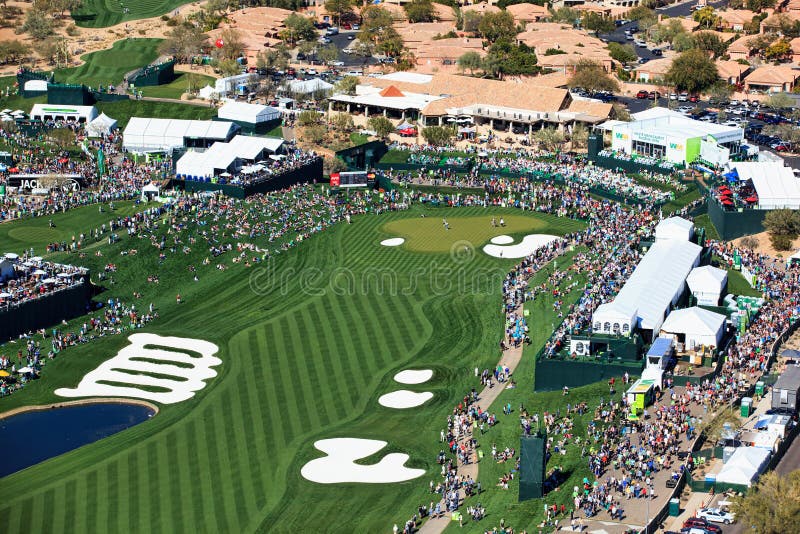 SCOTTSDALE, ARIZONA, USA-February 6, 2016-Aerial view of the Waste Management Phoenix