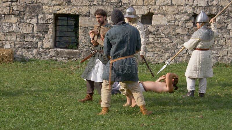 Scoundrel Punishment Pillory Castle stock video