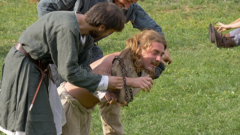 Scoundrel Punishment Pillory Castle stock video