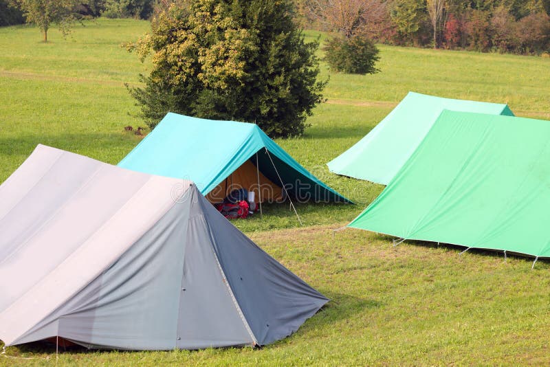 Scout Camp with Many Tents on the Hill Stock Photo Image of girlscout