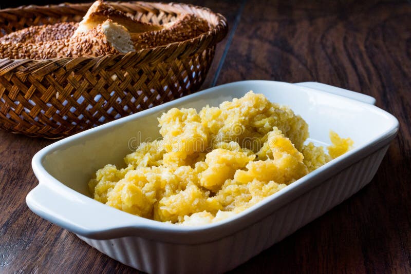 Scrambled Egg with Turkish Bagel Simit and Tea or Coffee royalty free stock image