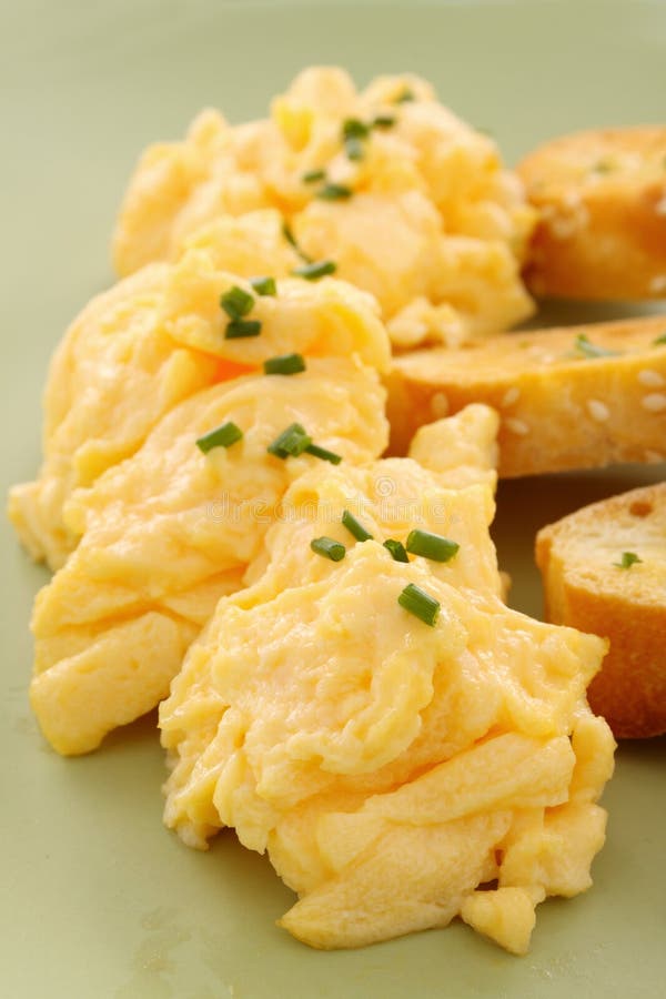 Scrambled Eggs on English Muffin Stock Photo Image of horizontal