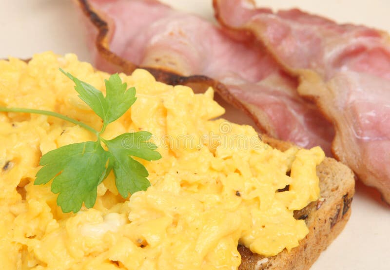 Scrambled Eggs with Bacon stock image