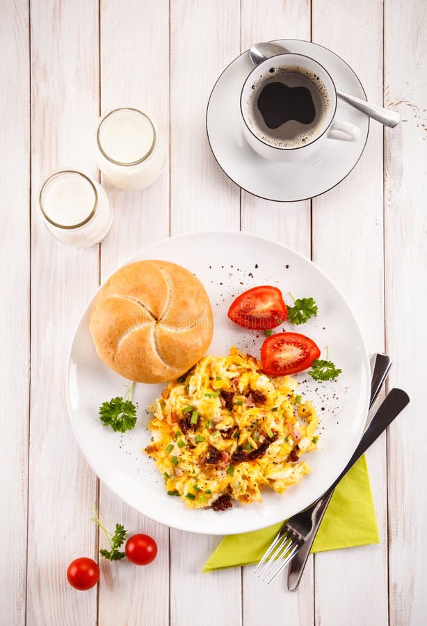 Scrambled eggs stock photo. Image of dining, yellow, morning - 67093876
