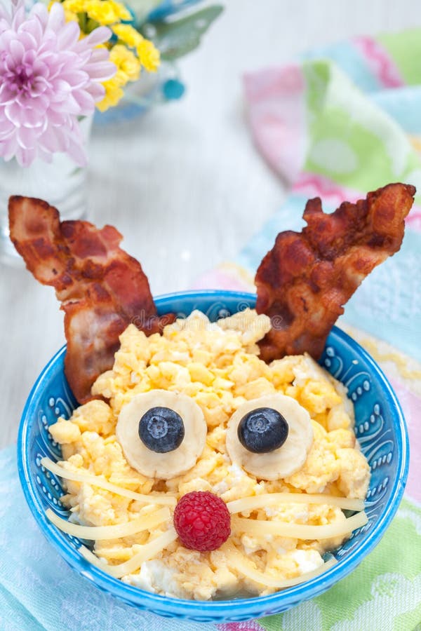 Scrambled Eggs Bunny for Easter Breakfast Stock Photo - Image of bunny ...