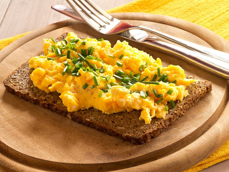 Scrambled eggs with chives stock photo. Image of supper - 29986746