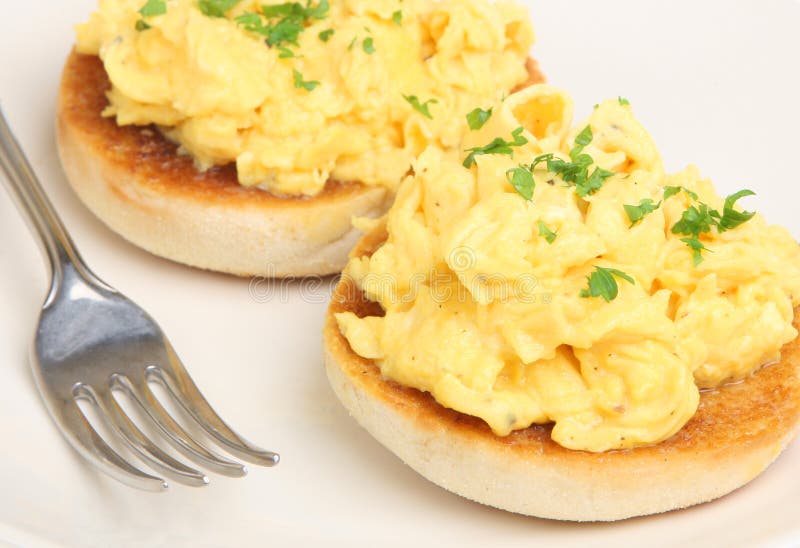Scrambled Eggs On English Muffin Stock Photo Image 11392846