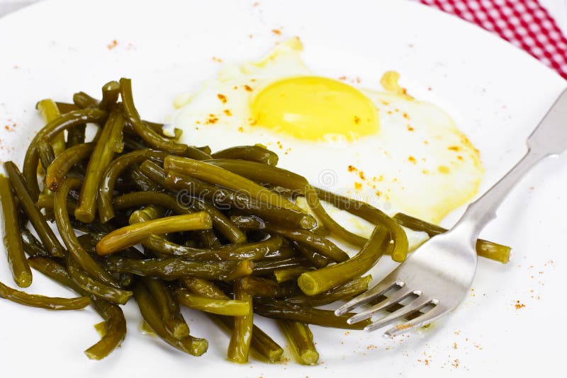 Scrambled Eggs with Fried Green Beans Stock Image Image of omlette