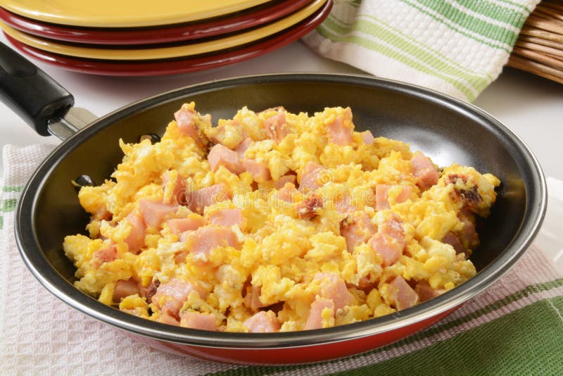 Scrambled Eggs with Ham and Cheese Stock Image Image of product, meal
