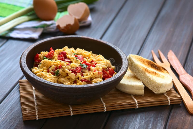 Scrambled Eggs with Red Bell Pepper