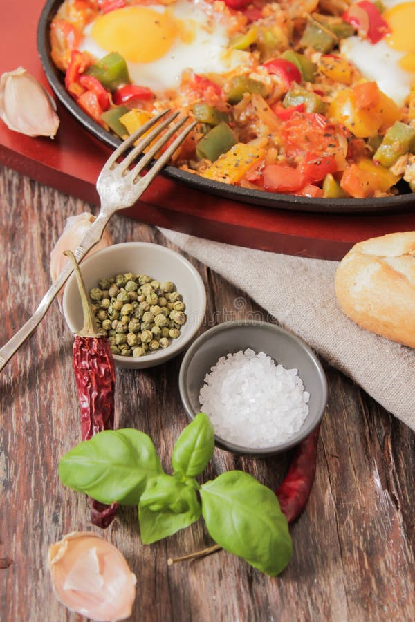 Scrambled Eggs with Tomato and Peppers Traditional Breakfast Stock Image Image of ingredient