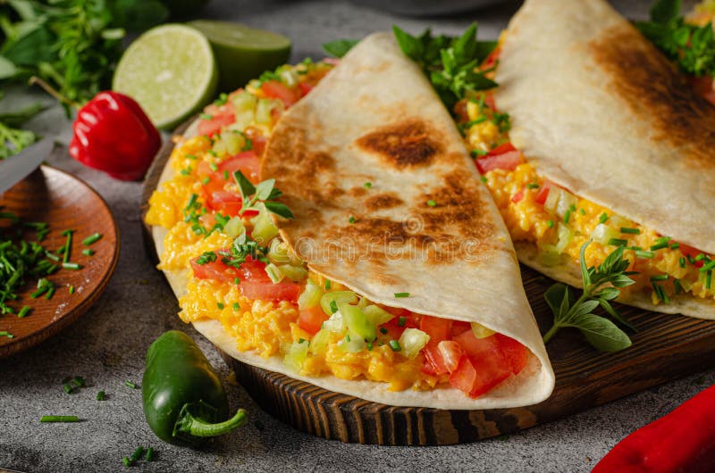 Scrambled Eggs with Tortillas Stock Photo - Image of cheese, cilantro
