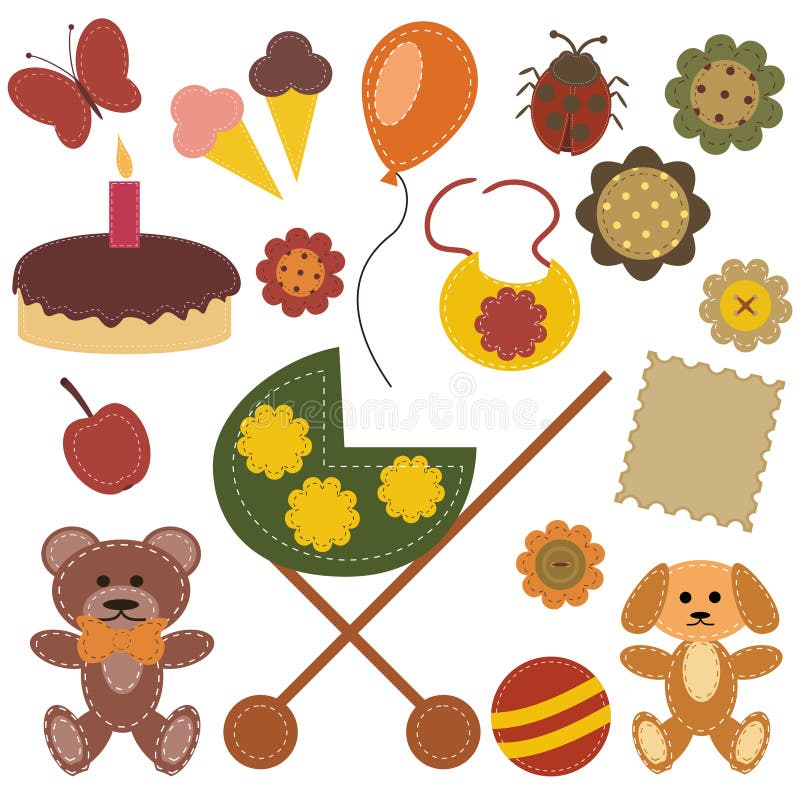 Scrap booking set with different objects stock illustration Scrap booking set with different objects stock illustration