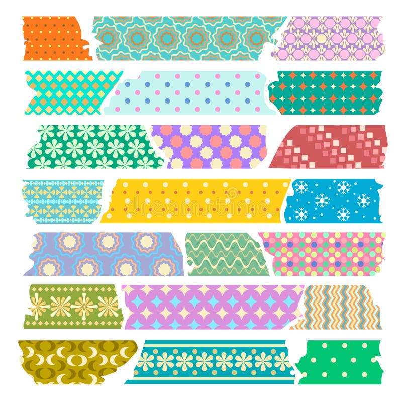 Scrapbook Tape. Color Patterned Borders, Decoration Adhesive Tapes
