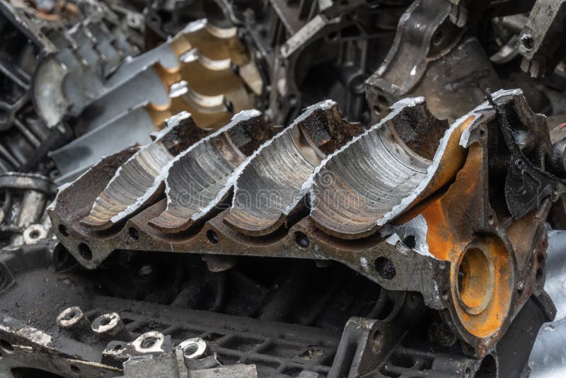 Scrap Yard For Recycle The Engine And Automotive Parts. Engine Junkyard