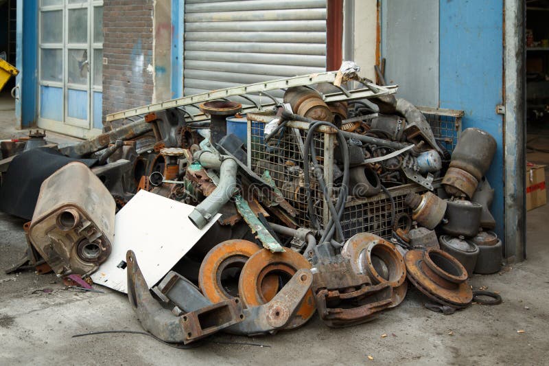 Scrap metal, old car parts stock image. Image of heap 33290399