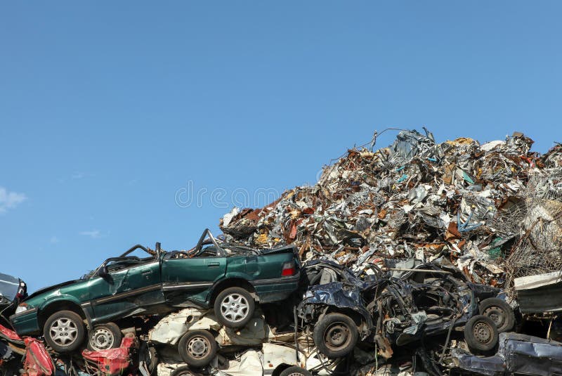 Scrap Yard with Crushed Cars Stock Photo Image of crushed, recycle