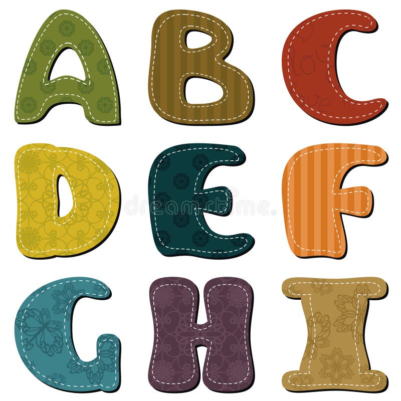 Textile Scrapbook Alphabet White Stock Illustrations – 219 Textile ...
