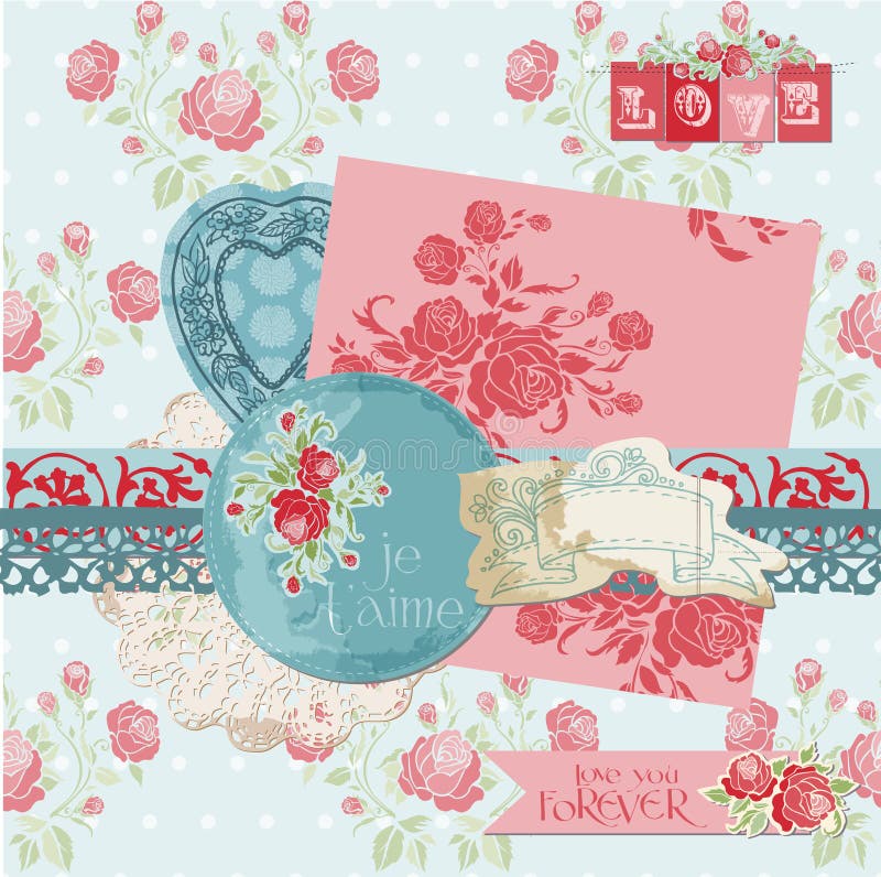 Scrapbook Design Elements Vintage Flowers Stock Vector Illustration