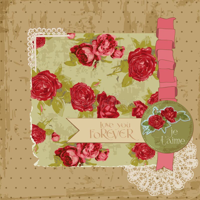 Vintage Flowers Scrapbook Page Stock Vector Illustration of cute