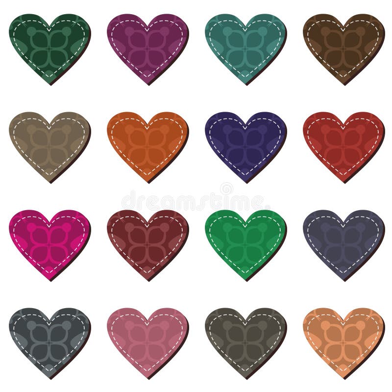 Set with scrapbook hearts stock illustration. Illustration of decor