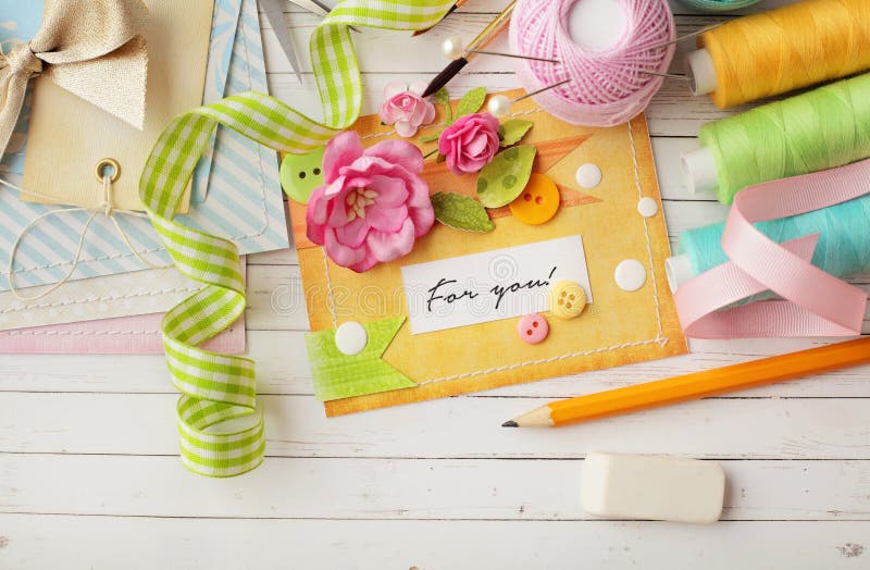 Scrapbook materials stock image. Image of hobby, leisure 98564901