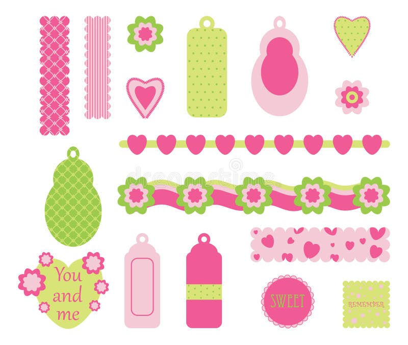 Scrapbook pink elements