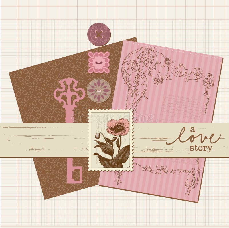 Scrapbook Vintage Design Elements Stock Vector Illustration of