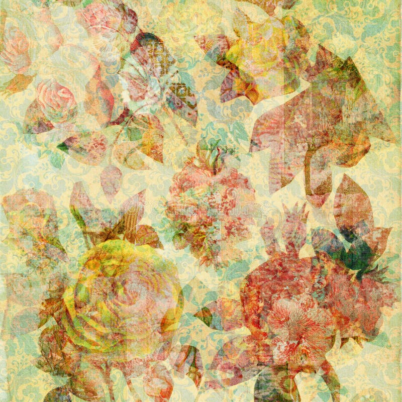 Floral scrapbook background collage style. Floral scrapbook background collage style