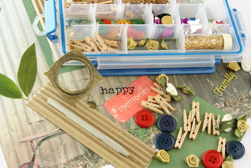 A selection of scrapbooking / craft materials