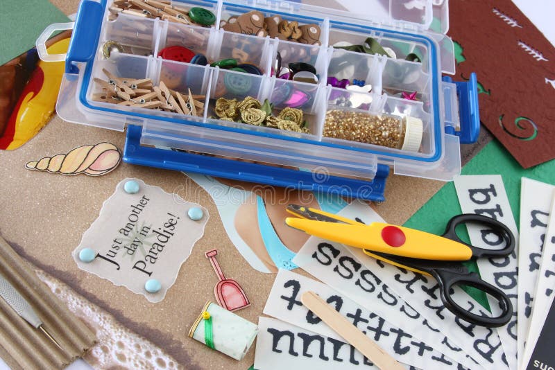 A selection of scrapbooking / craft materials