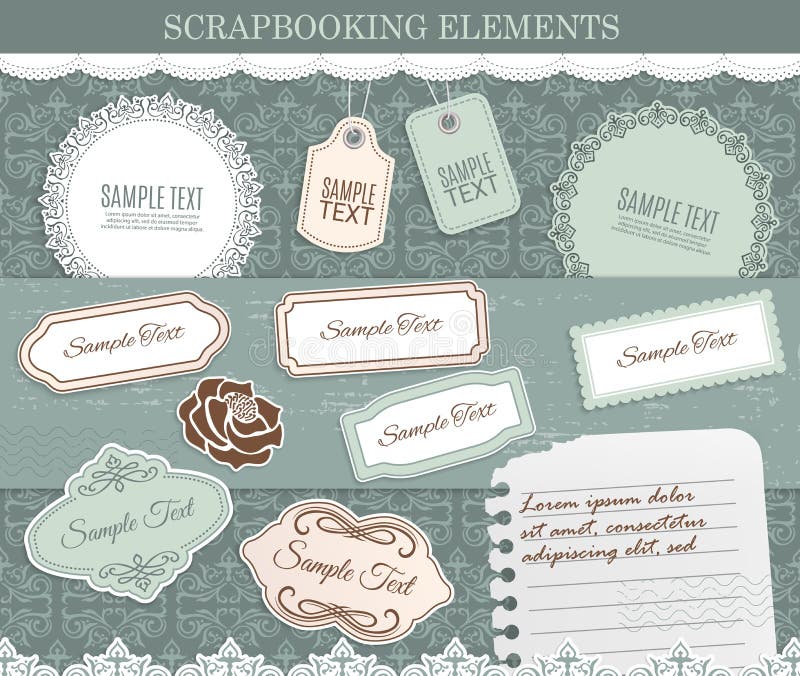 Scrapbooking Vintage Paper, Scrapbook Old Stickers, Vectors