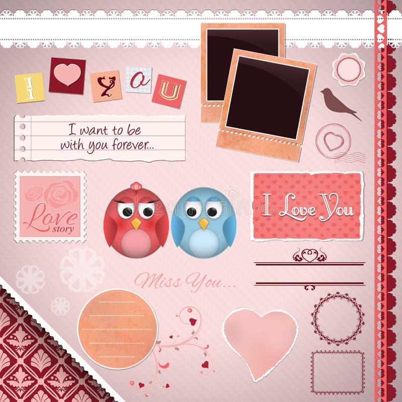 Scrapbooking Set: Best Man - frames, ribbons, dividers, notes and  decorations, Stock image