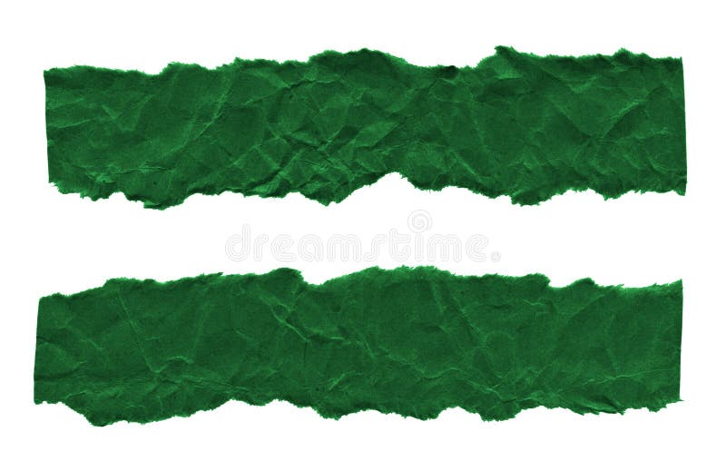 Scraps of Dark Green Paper on a White Background. Isolated on White