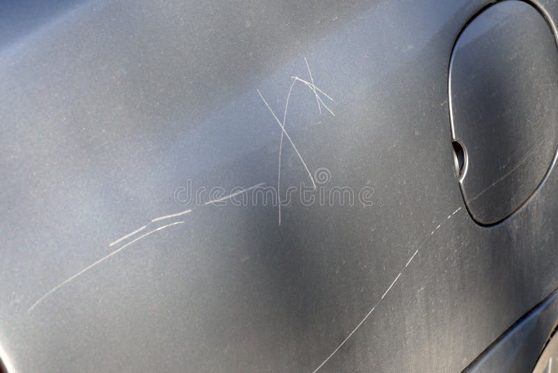 A Scratched Car Hood, Deep Hood Scratch Stock Image Image of auto