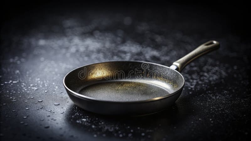 A Scratched Frying Pan in TiltShift Photography A Detailed Look at Kitchenware Culinary Tools and Home Cooking royalty free illustration