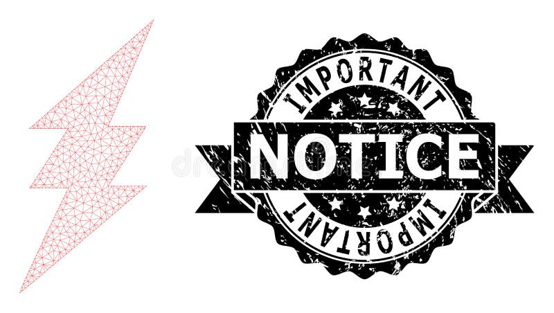 Scratched Important Notice Ribbon Seal and Mesh 2D Electric Spark stock illustration